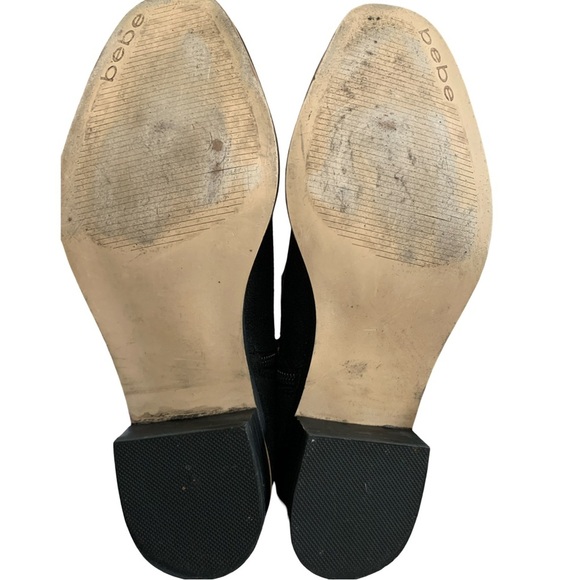 Bebe Womens Bling Black Suede Midolo Chelsea Booties w/rhinestones size fall 7M - Picture 4 of 6